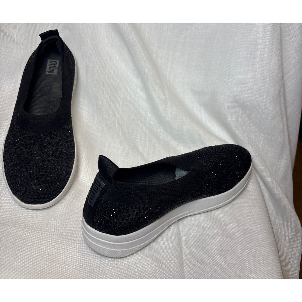 FitFlop Uberknit Sparkle Black Slip-On Flats sz 8.5 - Picture 4 of 7